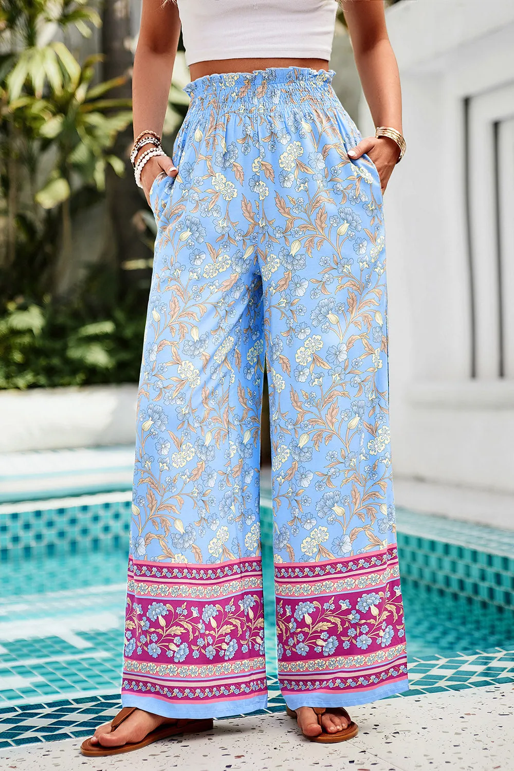 Printed High Waist Wide Leg Pants