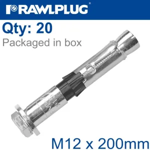 RAWLPLUG R-SPL II SAFETY PLUS - LOOSE BOLT M12X200MM X20 PER BOX RAW R-SPL-II-12200-100L