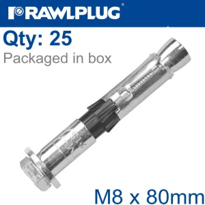 RAWLPLUG R-SPL II SAFETY PLUS - LOOSE BOLT M8X80MM X25 PER BOX RAW R-SPL-II-08080-10L