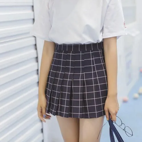 Sale Grid School Short Pleated Skirt