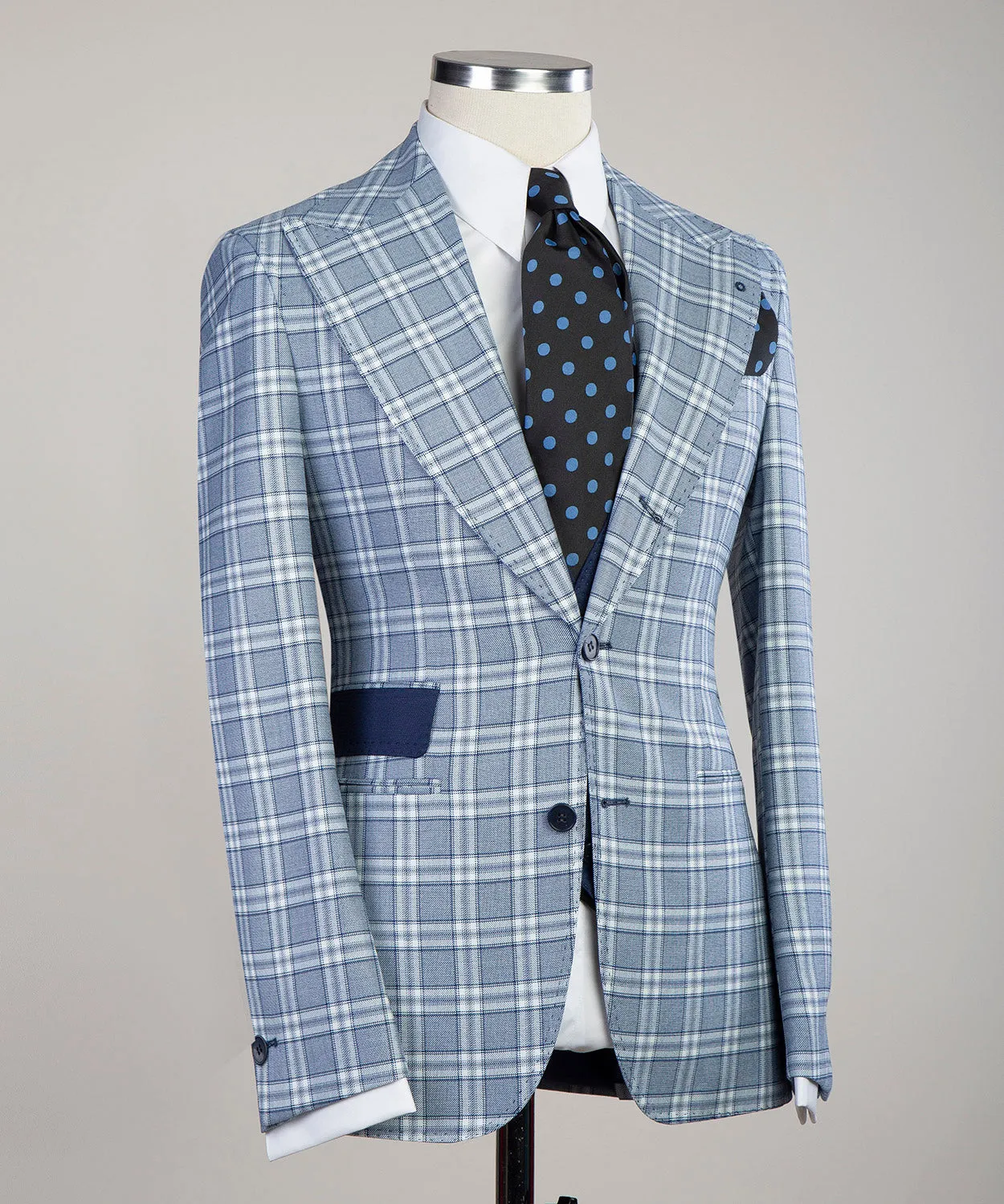 Sky Blue Plaid Suit