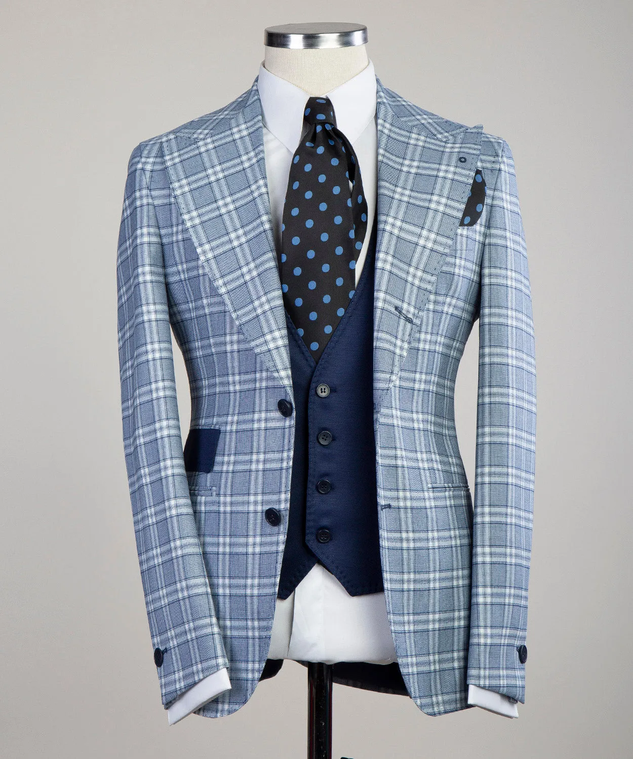 Sky Blue Plaid Suit