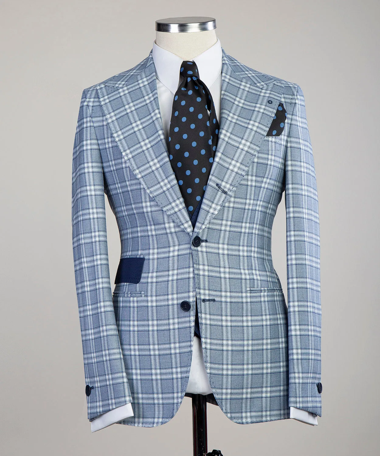 Sky Blue Plaid Suit