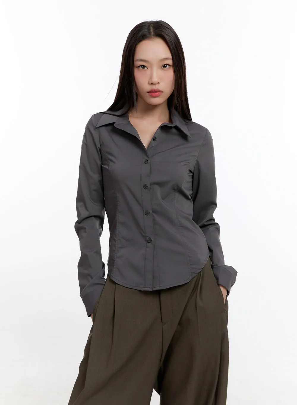 Slim Fit Collared Blouse CN420