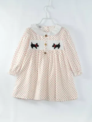 Smocked Dog Polka Dot Dress