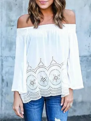 Stylish Off-the-shoulder Long Sleeves Blouse&shirt Tops