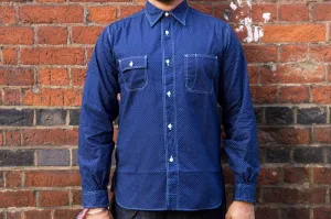 Sugar Cane Polka Dot Workshirt - Indigo