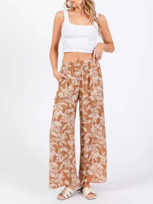 Sweet Bloom High Waist Wide Leg Pant in Caramel