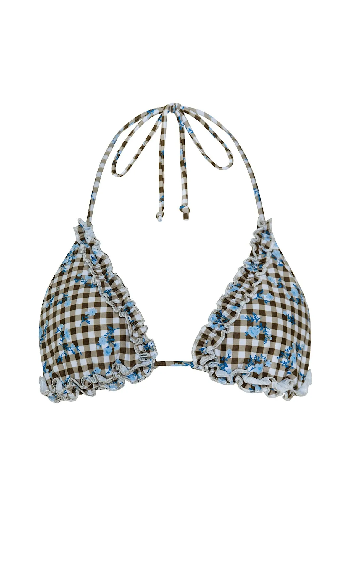 The Pandya Bikini Top // Floral Gingham Brown