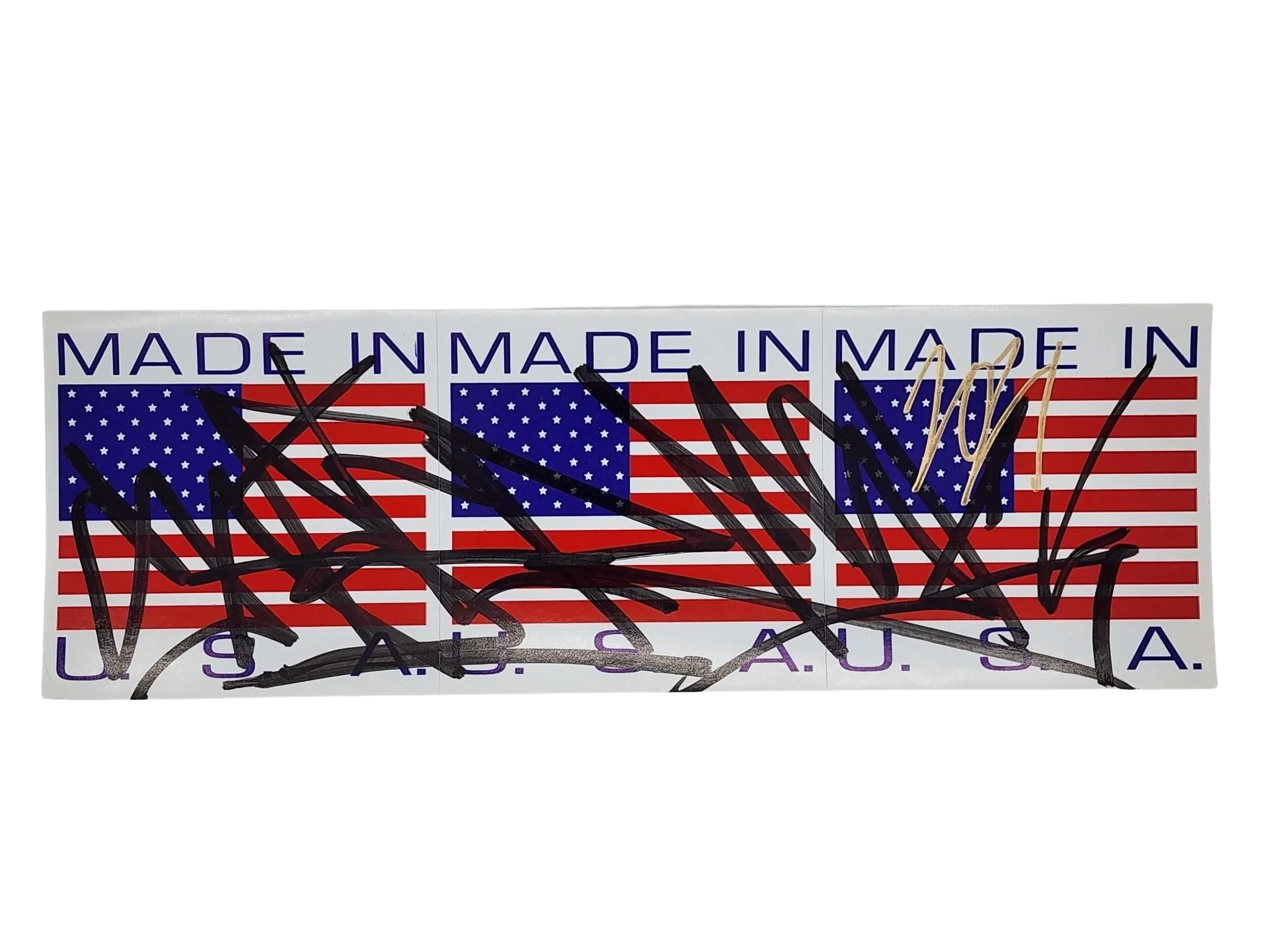 Triple Made in USA Flag Slap-Up Label Sticker Original Tag Art by Saber