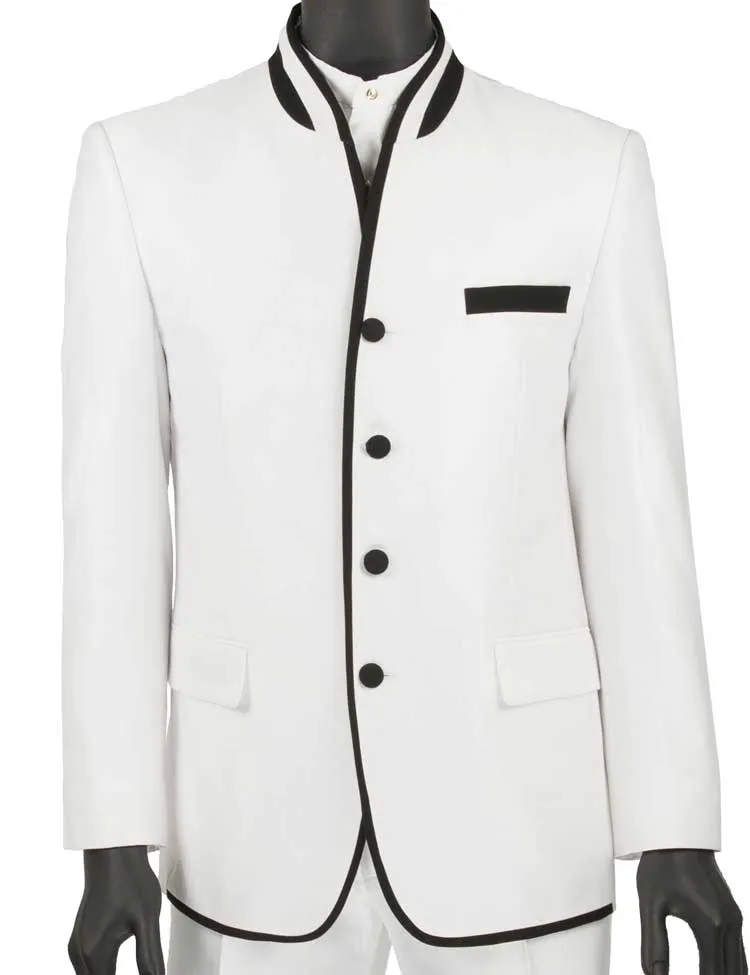 Vinci Slim Fit Banded Collar Suit