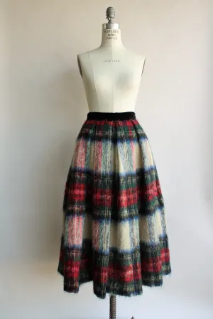 Vintage 1960s Plaid Mohair Skirt