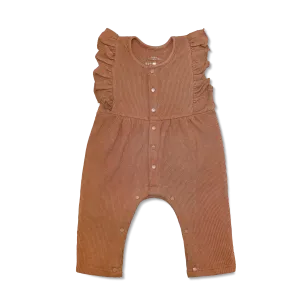 Waffle Ruffle Coverall - Caramel