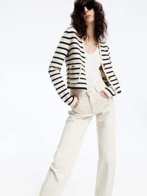 Wool Blend Striped Cardigan